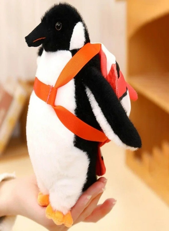 تيكلز لعبة البطريق اللطيف مع حقيبة ظهر، لعبة طائر محشوة ناعمة للأطفال، هدية عيد ميلاد للأولاد والبنات (اللون: أسود وأبيض، الحجم: 30 سم) - Image 1